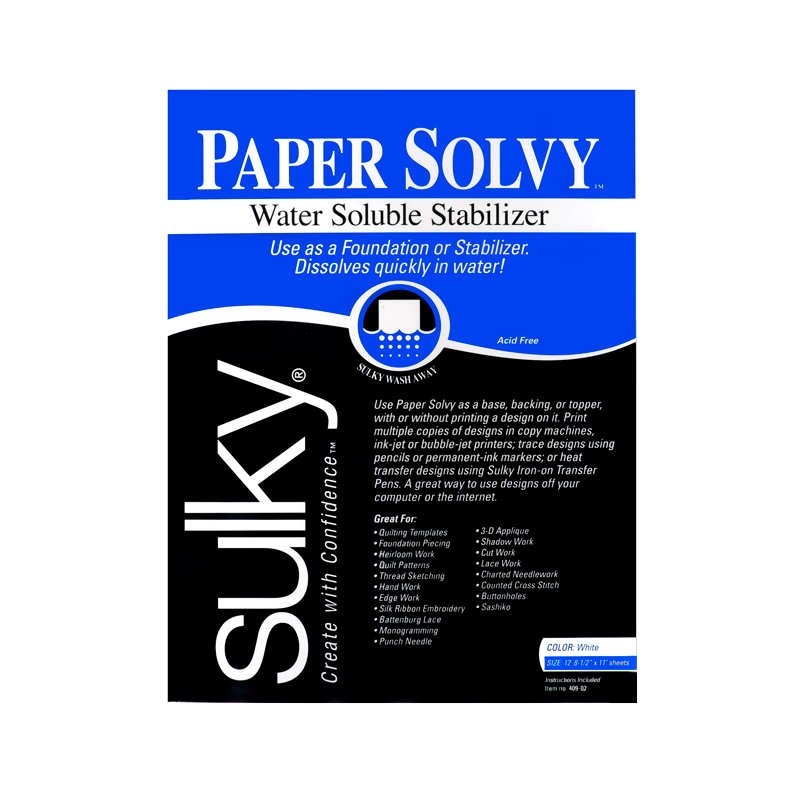 Sulky Paper Solvy Stabilizer - White - 8.5'' x 11'' Pkg. (12 Sheets) Questions & Answers