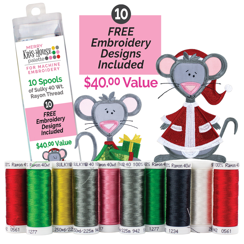 Merry Kris-Mouse Palette - For Machine Embroidery - 10 pk. Thread Asst. - 250 yds. each Questions & Answers