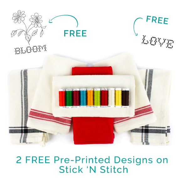 "Vintage Made Modern" Towel + Thread Kit - 10 spools 12 Wt. Cotton Petites, 6 Towels, 6 Free Hand Embroidery Designs, 1 Pre-Printed Sheet Stick 'n Stitch Questions & Answers
