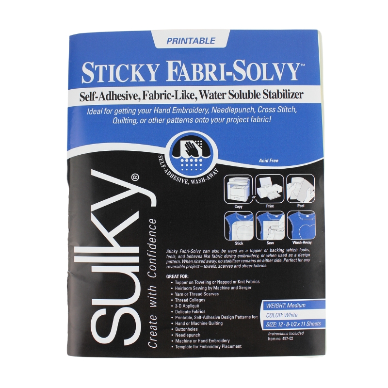 Sulky Sticky Fabri-Solvy Stabilizer - White - 8.5'' x 11'' Pkg. (12 Sheets) Questions & Answers
