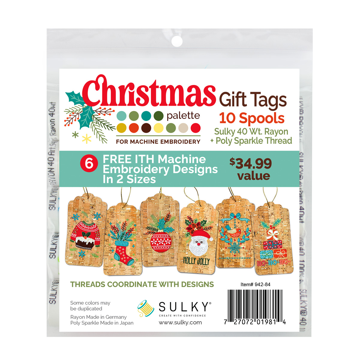 ITH Christmas Gift Tags Machine Embroidery Palette - 10 Spools - 6 Designs Questions & Answers